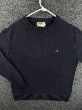 Thomas Burberry Crew Neck Logo Long Sleeve Blue Pullover Men Large Sweater Knit
